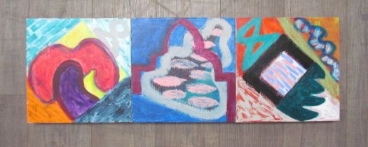JOHN EDWARDS (1938-2009) Three unframed oils on canvas c2004/05 titled - 'Shiv Marg', '