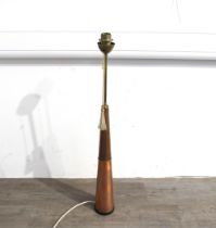 A conical brass and copper floor lamp base. Overall 98cm high