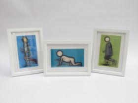 Three Julian Opie framed lenticular moving image art prints - Bibi, Dino and Paul. Each image size