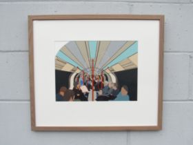 TREVOR WOODS (XX/XXI) A framed and glazed acrylic on paper titled 'The Tube'. Image size 27cm x 37cm
