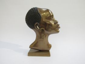 A cast bronze sculptural head profile 25.5cm high