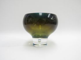 A Kosta Glass blue and amber cased vase by Vicke Lindstrand with controlled bubble detail. (Internal
