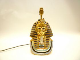 An Italian Ceramic lamp base modelled as Tutankhamun c1980's and attributed to Vittorio Sabadin