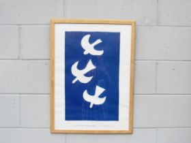 After Georges Braque, a framed art poster 'Oiseaux', Plus a framed Joan Miro abstract poster