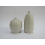 BRUCE CHIVERS (Australian b.1954) Two studio pottery small vases with white crackle glaze, impressed