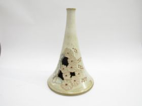 A large pierced studio pottery vase with butterflies and flower decoration, SR potters seal -