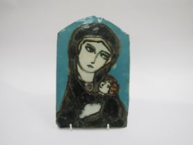 ADAM DWORSKI (1917-2011) A studio pottery wall plaque for Wye Pottery featuring image of Madonna and