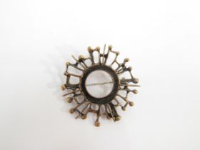A David Andersen of Norway, modernist brooch in bronze of abstract form with impressed marks to