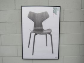 A large Danish poster of Arne Jacobsen's Grand Prix chair. Images size 98.5cm x 69cm