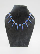 A David Andersen of Norway rare blue enamel sterling silver necklace and matching earrings in