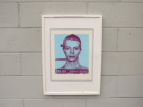 RUSSELL MARSHALL (b.1967) A framed limited edition art print of David Bowie, signed by the artist