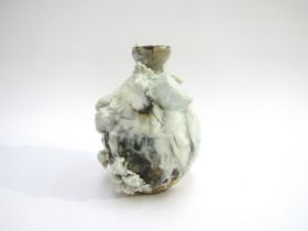 AKIKO HIRAI (b.1970) A studio pottery sake bottle with moon glaze and porcelain encrusted surface,