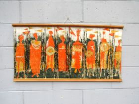 A Tibor Reich (1916-1996) designed 'Age of Kings' fabric wall hanging c.1964. 110cm wide, 57cm high