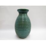 An Austrian Pottery floor vase in green with ribbed body, No. 479-35, 35cm high