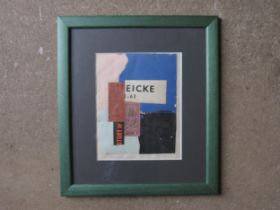 Framed and glazed original collage in the manner of Kurt Schwitters, pencil signed bottom left.