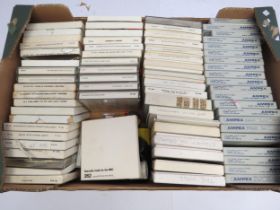 A box of assorted reel to reel tapes