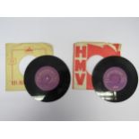ELVIS PRESLEY: Two original UK release 7" singles with purple and gold print HMV labels, 'Blue Suede