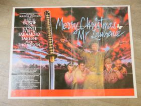'Merry Christmas Mr Lawrence' (1983) UK quad cinema film poster, starring David Bowie, folded as