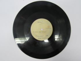 An 8" single sided acetate disc, "I Tell You Never" typed title with additional handwritten