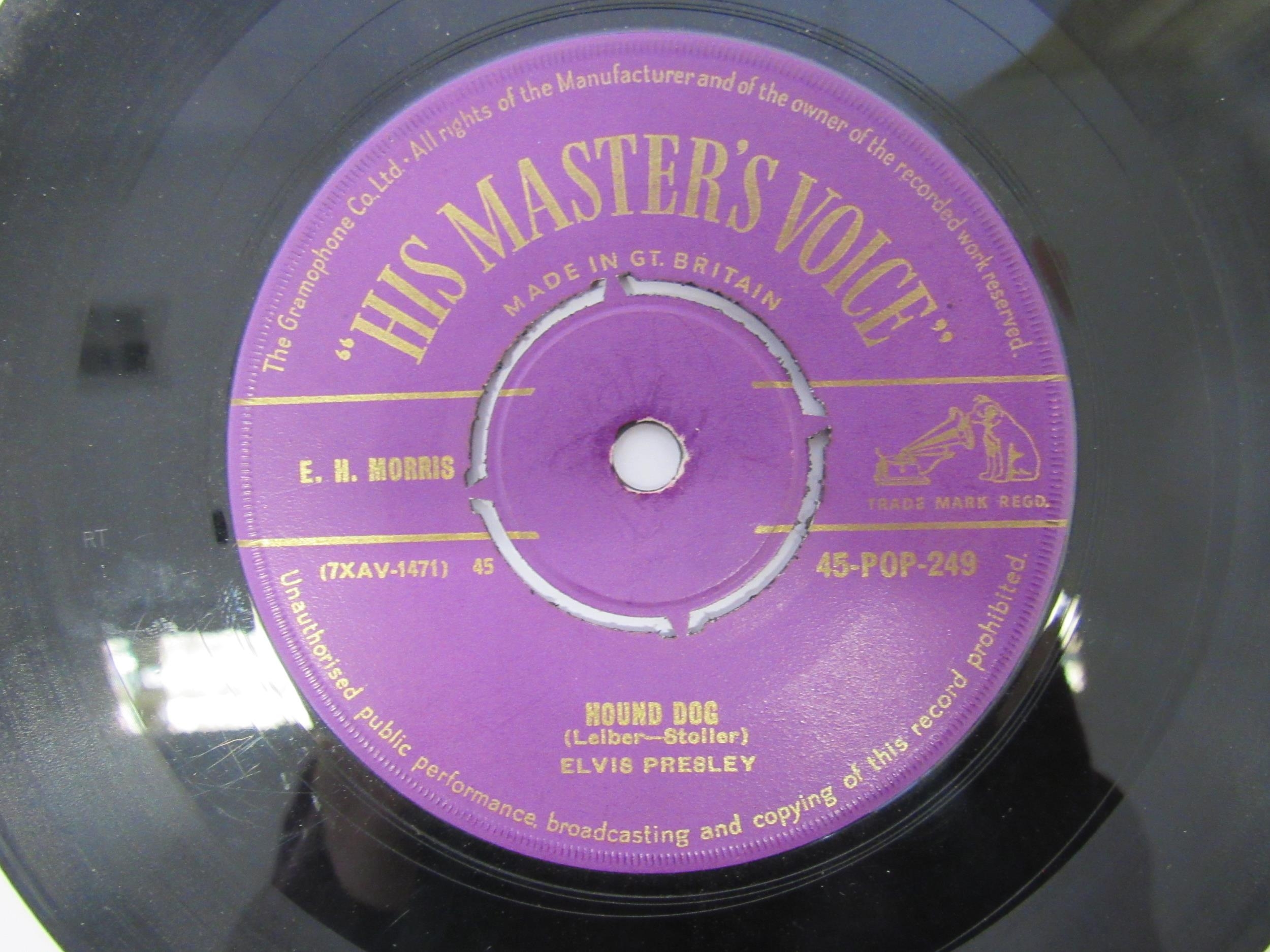 ELVIS PRESLEY: Two original UK release 7" singles with purple and gold print HMV labels, 'Blue Suede - Image 4 of 5