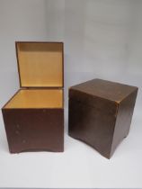 Two wooden 12" record storage boxes