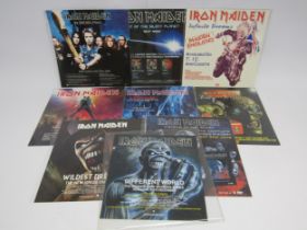 IRON MAIDEN: Eight 12" square promotional shop cards to include 'Rainmaker', 'The Angel And The