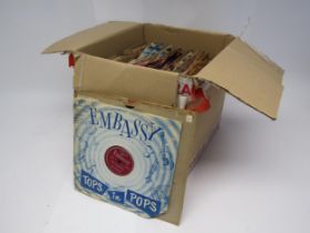 A collection of 10" shellac 78rpm records on the Embassy label c.1956-1960, including some late
