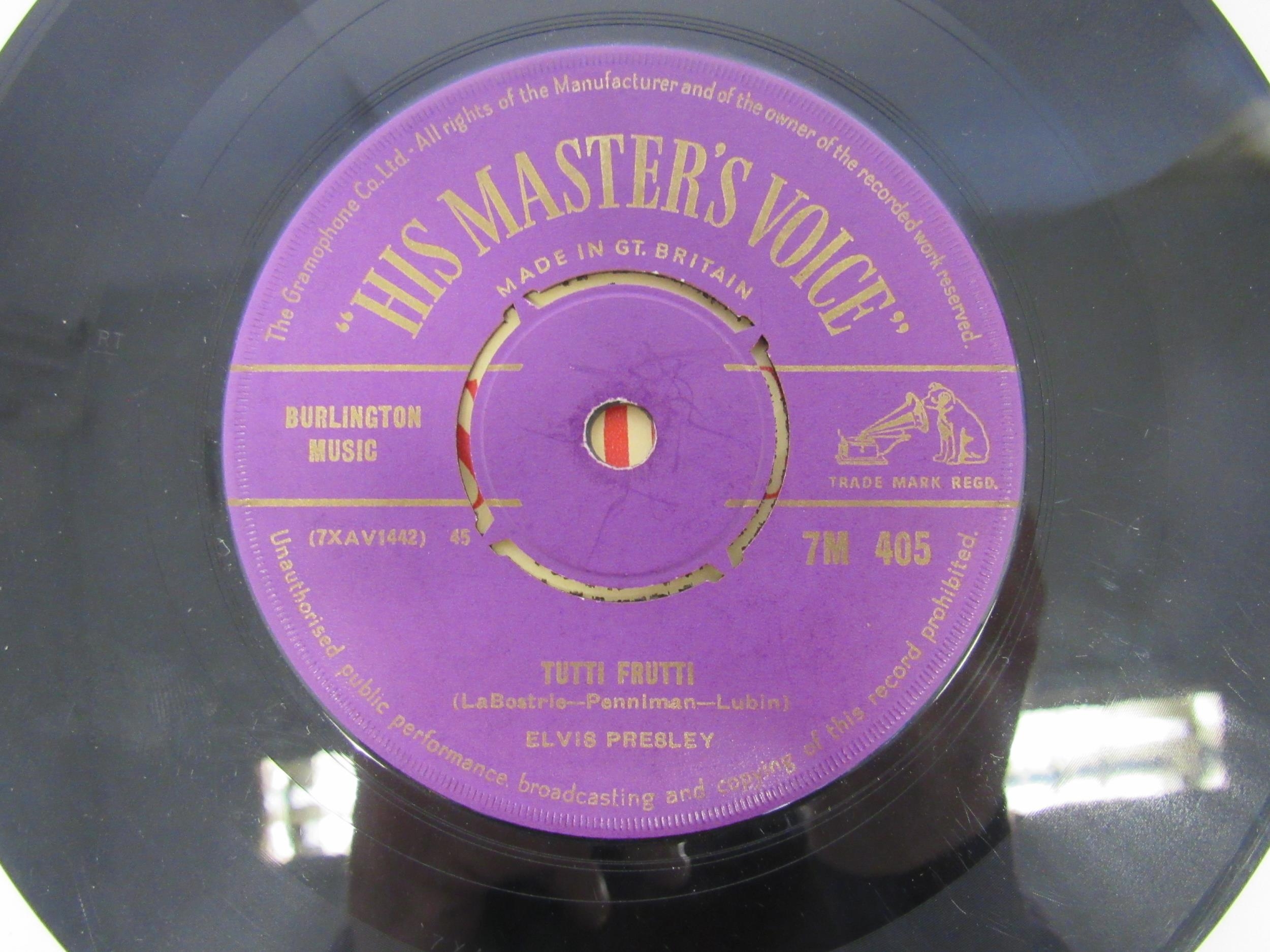 ELVIS PRESLEY: Two original UK release 7" singles with purple and gold print HMV labels, 'Blue Suede - Image 3 of 5