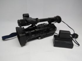 A Sony HDV digital HD video camera recorder, model no. HDR-Z1E, with AC adapter/charger