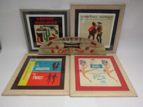 Four framed and glazed LP sleeves; 'Cowboy Songs', 'Cowboy Favourites', 'Madison Twist' and 'Instant