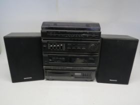 A Panasonic SG-HM09A compact audio system comprising turntable/tuner, amplifier, twin cassette