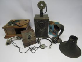 Two 1920's crystal radio sets for spares or repair, including Radionette, together with a pair of