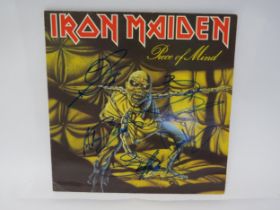 IRON MAIDEN: 'Piece Of Mind' autographed LP, sleeve signed in marker pen by Bruce Dickinson, Steve