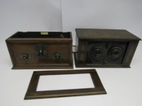 Two 1920's oak cased valve radios including Brandes Radio example with metal fittings (case a/f) (2)