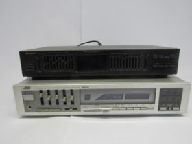A Genexxa 31-2030 stero graphic equalizer and a JVC R-K22L digital synthesizer stereo receiver (2)