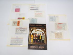 A collectionn of vintage concert tickets including Bob Dylan (x6), Melanie, Dire Straits, Eric