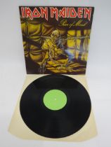 IRON MAIDEN: 'Piece Of Mind' LP, white label pressing (pale green labels), with gatefold picture