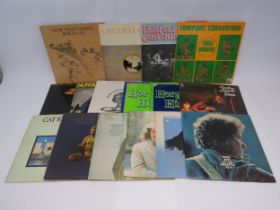 A collection of Folk and Folk Rock LPs to include Fairport Convention, Bob Dylan, Cat Stevens,