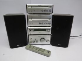 A Sony midi hifi system comprising TA-SP55 integrated amplifier, ST-SP55 tuner, TC-SP55 cassette