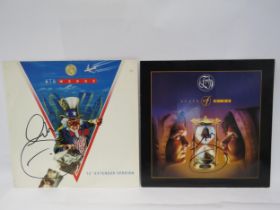 FISH (MARILLION): Two autographed 12" singles to include 'Big Wedge' (12EM 125, vinyl EX, sleeve VG)