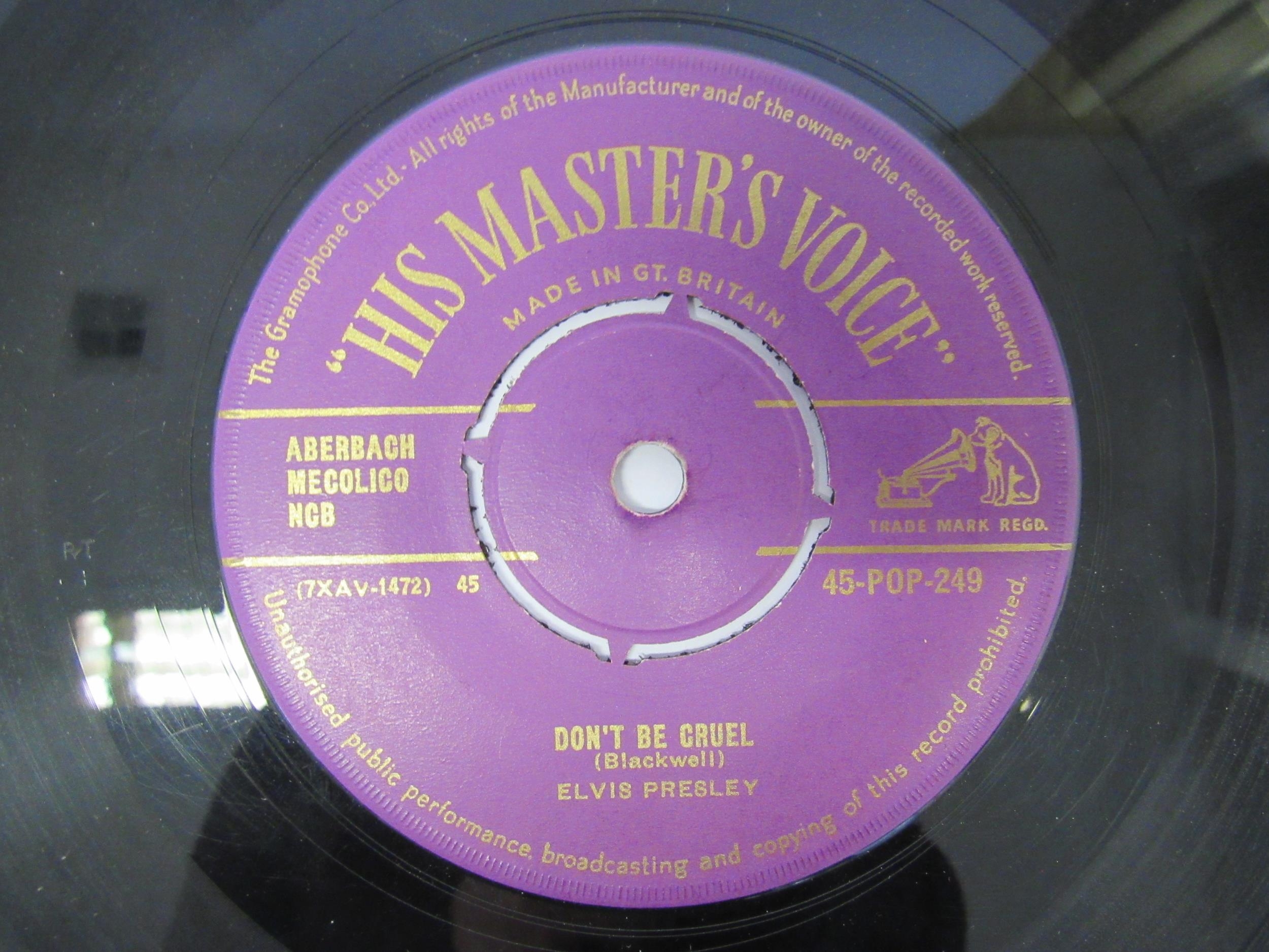 ELVIS PRESLEY: Two original UK release 7" singles with purple and gold print HMV labels, 'Blue Suede - Image 5 of 5