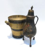 A Regency tableware slop bucket and table top ewer with tap 30.5cm tall x 28cm diameter, 48cm tall