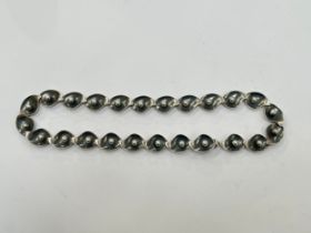 A Danish silver modernistic necklace, stamped BM, 44cm long, 70g