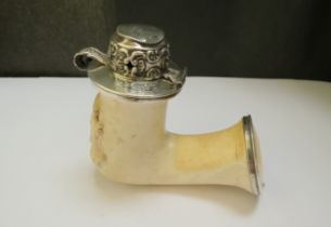 A Continental silver mounted Meerschaum pipe bowl, 8cm x 12cm