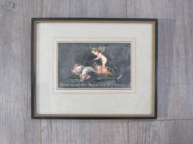 A late 19th Century Italian watercolour "Pompei casa de Vetti Amorino cheguida 2 delfin". Cupid
