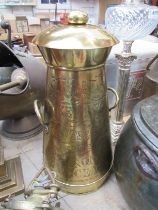 A late 19th Century polished brass dairy advertising milk churn engraved "Special Cows kept for