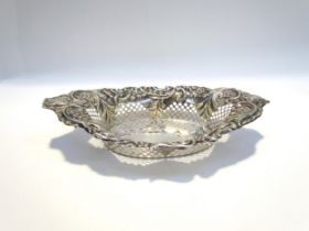 A George Nathan and Ridley Hayes silver pierced and embossed oval basket, scroll and floral