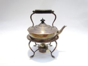 A James Aitchison silver spirit kettle with embossed handle and knop, crested detail, London 1895