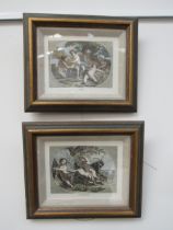 A series of four framed and glazed French coloured etchings "L'Ete, L'Automne, Le Printemps and L'