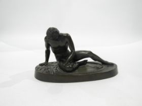 A late 19th Century Grand tour souvenir bronze figure "The Dying Gaul", 8cm tall x 16cm long